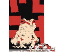 Red Cross Frog Jigsaw Puzzles Puzzle for Adults Kids. 1000 Pieces Whimsical Challenge Toy Educational Games Home Decoration for Educational Games Gifts 1000pcs (40x28cm)