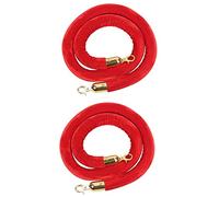 Red Crowd Control Velvet Rope Barrier 2 Pcs, Dia 1/8inch Stanchion Post Ropes for Queue Divider, Hotel Bank Bar Movie Theater Concerts