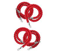 Red Crowd Control Velvet Rope Barrier 2 Pcs, Dia 1/8inch Stanchion Post Ropes for Queue Divider, Hotel Bank Bar Movie Theater Concerts