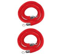 Red Crowd Control Velvet Rope Barrier 2 Pcs, Dia 1/8inch Stanchion Post Ropes for Queue Divider, Hotel Bank Bar Movie Theater Concerts