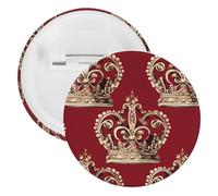 Red Crown Badge Metal Round Pins, Lightweight Brooch for Backpack, Fashion Button Pins Badge for Shirts, Jackets, Shawl Coat, Unisex, 12PCS, Tinplate, metal round pins