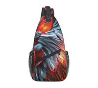 Red Crown Cock Crossbody Shoulder Bag Travel Chest Pack Sling Backpack For Men Hiking Daypack