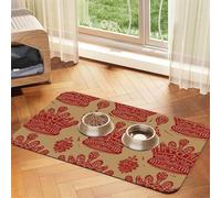 Red Crown Dog Food Mats for Floors, 16x24 Inch Non-Slip Super Absorbent Pet Food Mat, Dishwasher Dog Mat for Food and Water, Cute Rubber Quick Dry Pet Feeding Mat for Dogs Puppy Cats