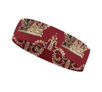 Red Crown Headbands for Women & Men Sports Headband, Fits All Head Sizes, Ultra Absorbent & Non-Slip Sweatband for Running, Yoga, Gym
