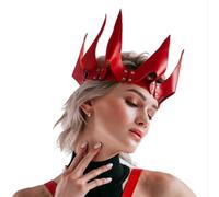Red Crown Leather Crown Gothic Crowns Women Bride Headband Gothic Headpiece Leather Headband Halloween Headband Adult