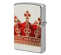 Red Crown Lighter Case Double-Sided Graffiti Lighter Holder - Metal Lighters Protective Cover, Universal Fit for Standard Lighters, Stylish Gift for Men & Women