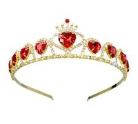 Red Crown Queen Birthday Crown|Red, Heart Rhinestone Crowns for Women, Elastic Metal Princess Headband, Tiaras for Women Girl Hair Accessories Gifts
