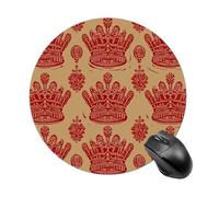 Red Crown Round Mouse Pad with Non-Slip Rubber Base Mousepad Portable Mouse Mat Office Accessory for Gamers, Office Workers