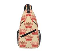 Red Crown Unisex Chest Sling Bag With Multi-Pocket Design,Large Capacity Crossbody Bag Durable Polyester Adjustable Strap For Daily Commute Travel