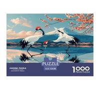 Red Crowned Crane 1000 Pieces Premium Jigsaw for Adults Cool Collage Effect, Home Decoration, Educational, Challenging 52x38cm/1000pcs