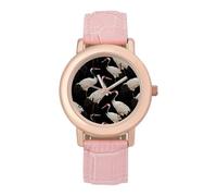 Red-Crowned Crane Birds Funny Women's Wrist Watch with Leather Strap