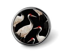 Red-crowned Crane Birds Novelty Metal Badge 1″ Round Brooch Pin Clothes Hat Bag Tie Accessories Decor