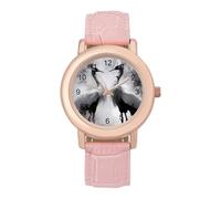 Red-Crowned Crane Dancing Women's PU Leather Strap Watch Analog Quartz Watch Casual Wristwatch for Home Work