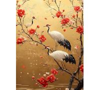 Red-Crowned Crane Diamond Painting Kits for Adults, Pattern Flower Diamond Art 5D DIY Full Square Drill Gem Crystal Art Kits Crafts for Adults, Room Decor, Bedroom Decor, Gifts 40x54 Inch -yym250734