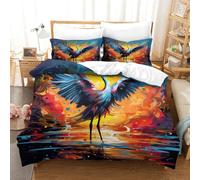 Red-crowned Crane Duvet Cover Sets 3 PCS Hotel Quality Quilt Cover Bedding Set Bed Covers with Pillowcases with Zipper Closure Hypoallergenic Soft Breathable Microfiber Super King（260x220cm）