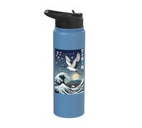 Red-Crowned Crane Japanese Bird Stainless Steel Insulated Water Bottle