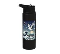 Red-Crowned Crane Japanese Bird Stainless Steel Insulated Water Bottle