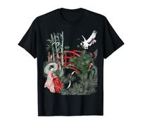 Red Crowned Crane Japanese Scenery Retro Vintage Art T-Shirt