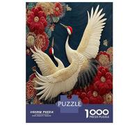 Red Crowned Crane Jigsaw Puzzle 1000 Piece Jigsaw Puzzle Paper Adult Flower Pattern Puzzle Game for Family Relaxation Focus Gift 52x38cm/1000pcs