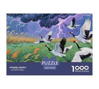 Red - Crowned Crane Jigsaw Puzzles 1000 Piece Challenge Game for Adults,Thunderstorm Impossible Jigsaw Puzzle 1000 Pieces Educational Game Home Decoration 70x50cm/1000pcs