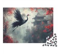 Red Crowned Crane Jigsaw Puzzles Puzzle for Adults Kids. 1000 Piece Historic Building Impossible Challenge Toy Educational Games Home Decoration for Educational Games Gifts 1000pcs (75x50cm)