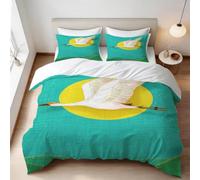 Red-Crowned Crane Super King Duvet Cover Set 3D Printed Chinese Style Bedding Set Ultra Soft Microfiber Quilt Cover 220x260 cm for Double Bed with 2 Pillowcases with Zipper E/1182