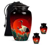 Red Crowned Crane Urn for Ashes for Women, Large Decorative Cremation Keepsake Urns for Human Ashes Mom & Dad (Size:- 10 Inch 1 Pc, 3 Inch 2 Pcs)