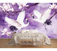Red-Crowned Crane Wallpaper Mural 230x180cm Purple Gradient Abstract Wallpaper 3D Silk Mural Office Bedroom Living Room Apartment Not Self-Adhesive