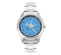 Red-Crowned Crane Watches for Men Business Dress Watch Stainless Steel Band Wristwatch