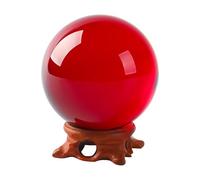 Red Crystal Ball 100mm/3.9 inch with Rose Wooden Stand and Gift Box for lensball Photography,Fortune Teller,Feng Shui, Witchcraft Decor,Scrying,Magic,Quartz Crystal Orb Prop Decorative Glass Sphere