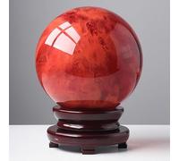 Red Crystal Ball Smelting Stone Energy Ball Home Decoration Melting Crystal Gemstone for +Base,13.7 in