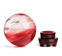 Red Crystal Ball Smelting Stone| Obsidian with Stand,Quartz Sphere Sculpture Figurine| Home Decoration Photography Ornaments,80mm/3.14in Gemstone Stone