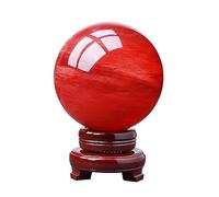 Red Crystal Ball Sphere Melting Quartz Gemstone with Stand for, Divination,Fengshui,Home Decoration,Witchcraft,200mm