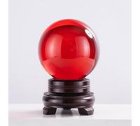 Red Crystal Ball with Base,Solid Clear Glass Orb Decorative Sphere,Crystal Ball Prop Ornament for Feng Shui,Witchcraft,Scrying,Divination,15cm