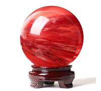 Red Crystal Ball with Stand Smelting Quartz Gemstone Sphere for Feng Shui Divination Home Decoration Gift,1.2in(3cm)