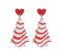 Red Crystal Bell Christmas Hat Earrings Santa Claus Christmas Tree Dangle Earrings Asymmetric Elk Santa Hat Butterfly Bell Christmas Earrings Rhinestone Christmas Stud Earrings for Women Teen Girls