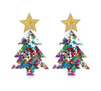 Red Crystal Bell Christmas Hat Earrings Santa Claus Christmas Tree Dangle Earrings Asymmetric Elk Santa Hat Butterfly Bell Christmas Earrings Rhinestone Christmas Stud Earrings for Women (Colorful)