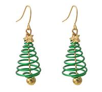 Red Crystal Bell Christmas Hat Earrings - Santa Claus Tree Dangle Asymmetric Elk Butterfly Rhinestone Stud Earrings for Women (Green)