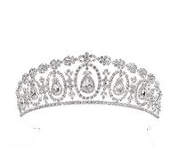 Red Crystal Bridal Tiara Married Crown Rhinestone Birthday Ladies