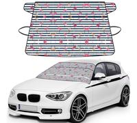 Red Crystal Diamond Printed Car Windshield Protector Against Snow Ice Dust UV Coated Full Coverage Window Cover with Elastic Straps & Carry Pouch
