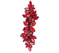 Red Crystal Hair Barrettes Elegant Metal Plastic Bride Wedding