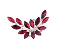 Red Crystal Leaf Brooch, Alloy Rhinestone Bouquet Pin for Women Wedding | Bright Accessory with Elegant Shine, Suitable for Brides, Wives, Girlfriends