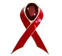 Red Crystal Ribbon Brooch Pin Raise HIV Awareness and Support Aids Awareness and Heart Disease Red Ribbon Awareness Brooch for Women Girl Jewelry