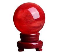 Red Crystal Ruby Ball Sphere Obsidian with Stand Melting Quartz Gemstone for Feng Shui Home Decoration,Red-15cm Gemstone Stone