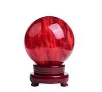 Red Crystal Ruby Ball Sphere Obsidian with Stand Melting Quartz Gemstone for Feng Shui Home Decoration,15cm-Red