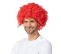 Red Curly Afro Wig for Adults One Size Fits Most Unisex Fancy Dress Clown Costume Accessory for Halloween 70s Disco Party Carnival and Themed Events