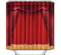 Red curtain stage shower curtain lining bathroom Durable Fabric Mildew Bathroom Accessories Creative with 12 Hooks 180x200cm