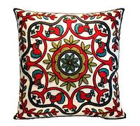 Red Cushion Cover 45x45cm Home Decoration ZUODU Hand Made National Embroidery Bohemian Housewarming Home Decoration Cushion Cover Throw Pillow Cover Pattern-10