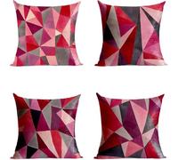 Red Cushion Covers 18”x18” Waterproof Outdoor Throw Pillow Protectors 4 pack Double-Sided Printing Abstract Cushion Covers for Outdoor Indoor Sofa Bed Garden Room Decor Gifts for Women GFBZ-12542