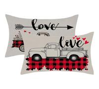 Red Cushion Covers 25 x 50 Large Cushions Christmas Sofa Cushions Set of 2 with Invisible Zipper Decorative Pillows Double Sided Printing Velvet Pillowcases for Garden Car Fall Decor Gifts, 600J